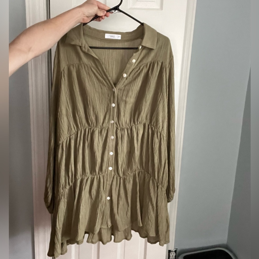 Talulah long sleeve dress with shimmer, buttons all the way down